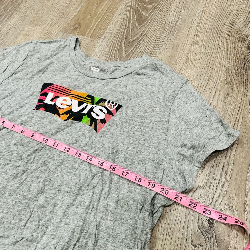 Levis Shirt Womens XXL Gray Tropical Logo Graphic Tee Short Sleeve T-Shirt - Picture 5 of 11